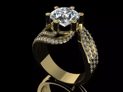 Elegant Diamond Ring Jewelry Gold  3D print model purchase