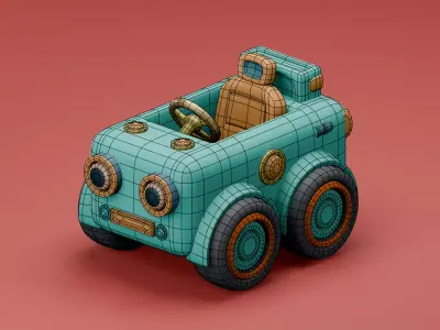KIYUT SERIES - Retro City Car - Stylized 3D Model Vehicle Low-poly 3D model