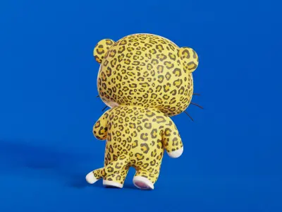 Leopard Character Cartoon Chibi Kawaii Rigged Animated Low-poly 3D model