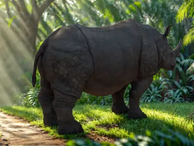 Realistic Rhino 3D Model  Game Ready  PBR Textured Low-poly 3D model