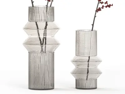 Minimalistic bouquet of branches with red ilex berries 350 3D model