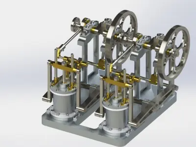 A TWIN CYLINDER SIDE BEAM STEAM ENGINE 3D model