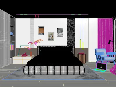 Light luxury bedroom 3D model