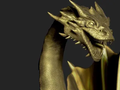 Dragon golden Low-poly 3D model
