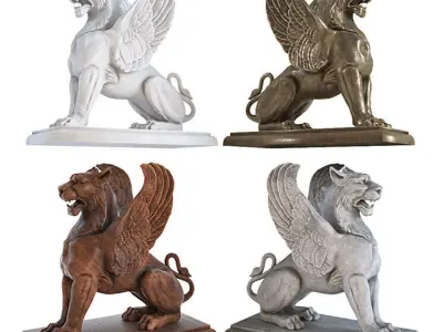 Wing Lion Statue 3D model