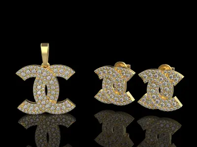 Pendant and Earrings set 50062 3D print model