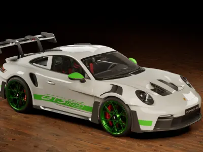 Porsche 911 992 GT3 RS Python Green Low-poly 3D model