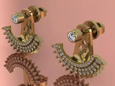Elegant Earrings Jewelry Gold 3D print model