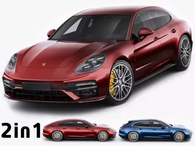 Porsche Panamera Turbo S and Sport Turismo 2021 3D model