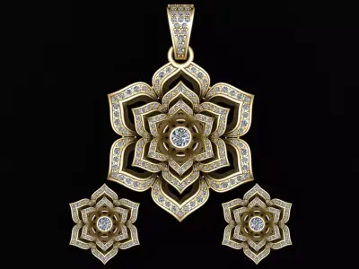 FLORAL ELEGANCE LOCKET SET 3D PRINTABLE MODEL 3D print model