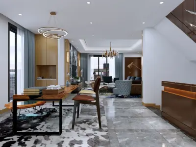 The interior design of a beautiful  3D model