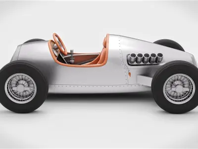 Silver Racing Push Car - Kids 3D model