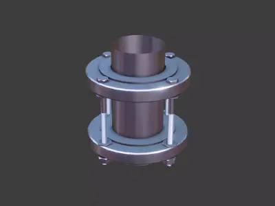 Fixed Pipe With Flange 3D Model 3D model