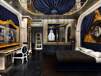 Luxurious and Elegant Hotel Room Design Low-poly 3D model