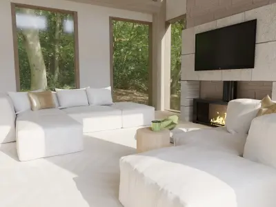 Living Room 3 Blender Scene - DAY and NIGHT 2Versions 3D model