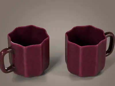 4 Ceramic Cups Pack Low-poly 3D model