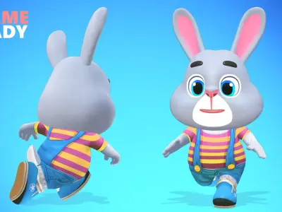 Rabbit Bunny Hare Animated Rigged Low-poly 3D model