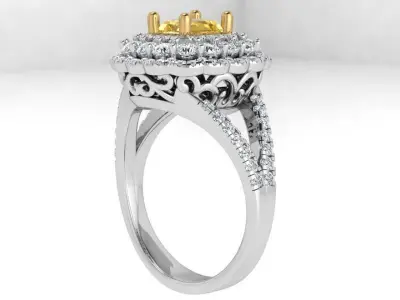 Emerald Halo Split Shank Ring 4663 3D print model