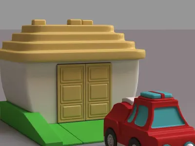 Car and garage 3D model