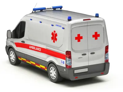 Ambulance Car 2-V5 Low-poly 3D model