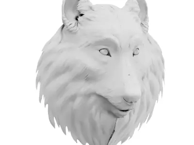 wolf head wall mount sculpture 3D model