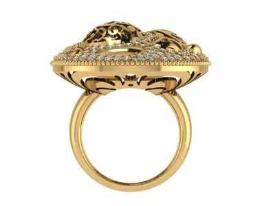 Ring390 gold ring with diamonds 3D print model