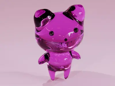Crystal baby bear figure with spin animation 3D model