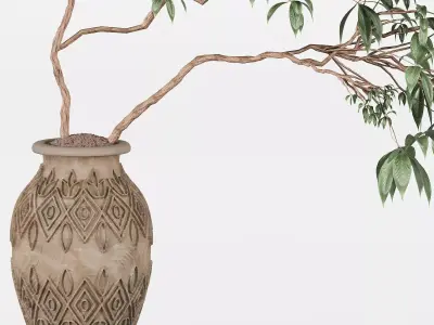 Tree in clay pot 3D model