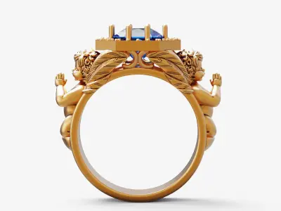 Radiant Square  and praying baby angel Silver Gold  Print 3D print model