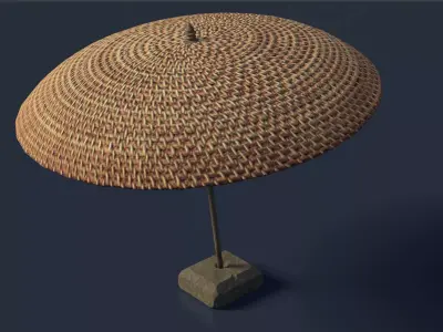 Indian Bamboo Umbrella Low-poly 3D model