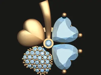 CLOVER PENDANT WITH STONES Printable Model 3D print model