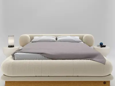 Bed Set with lamp and side table 3D model