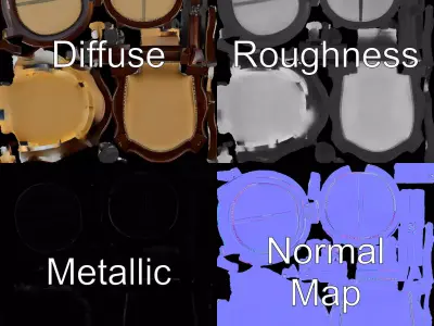 Regal Walnut Chair model pack Low-poly 3D model