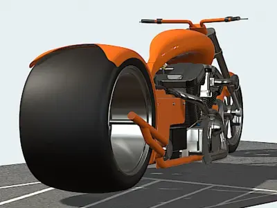 Pro Street V-Quad 250hp Chopper - High Poly 3D model