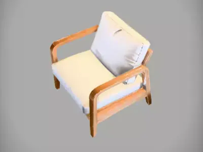 Minimalist Wooden Armchair 3D Model Modern Furniture Free low-poly 3D model