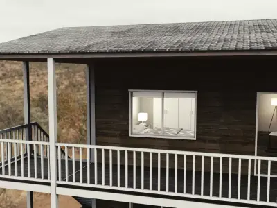 Motel with interior Low-poly 3D model