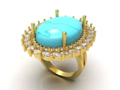 Luxury Turquoise Gemstone Ring Model jr00245 3D print model