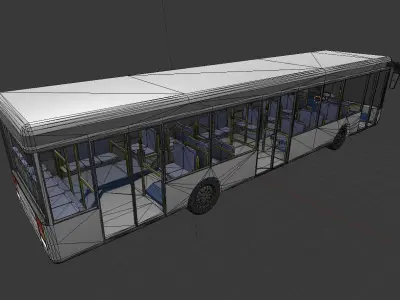 Low poly city bus with interior Low-poly 3D model