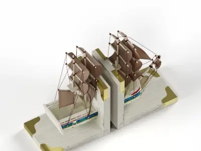 Trade Ship Book Ends Support 3D model