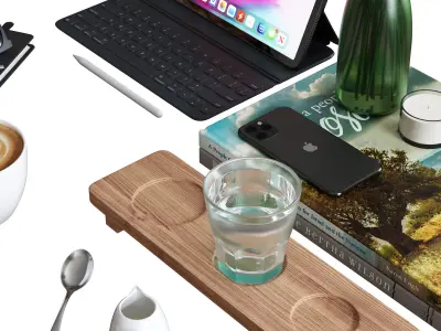 Decorative Set for a Cafe Table 3D model