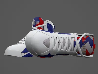 PBR Air Jordan 7-retro sneakers Tinker-Alternate colorway Low-poly 3D model