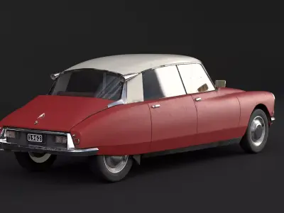 Rusted Citroen DS 19 Low-poly 3D model