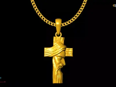 jesus cross pendant charms - one inch pendant 3D print model