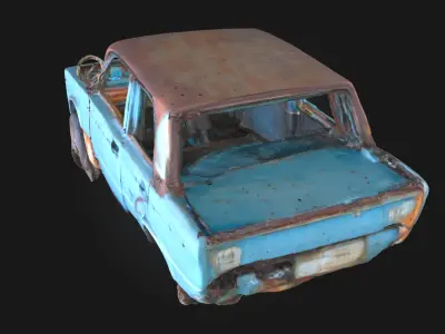 Rusty Blue Relic  Weathered Beauty of Forgotten Machinery 3D model