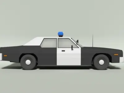 Low Poly Cartoon Dodge Monaco Police Car Low-poly 3D model