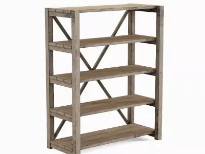 Wide Pottery Shelf B 02 Low-poly 3D model