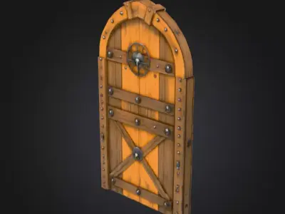Medieval Wooden Door Low-poly 3D model