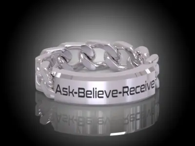 Law of Attraction Cuban Chain Ring - Ask - Believe - Receive 3D print model
