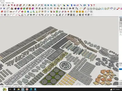 outdoor pedestrian paver stone 3d model 3D model