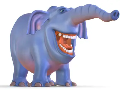 Subdivision Cartoon Animal Mammal Elephant - Maya file included 3D model